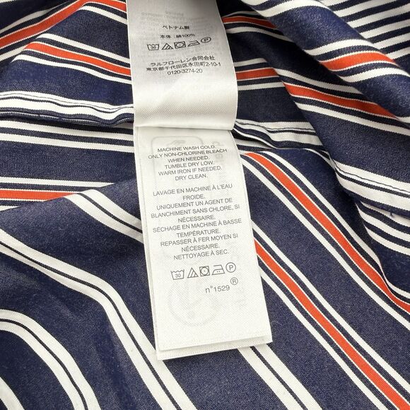 Lauren Ralph Lauren Navy Red Striped Cotton Shirtdress Black Label Size 12 - Picture 10 of 10